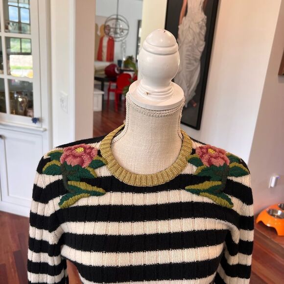 Gucci Black and White Embroidered Crew Neck Sweater - Picture 3 of 12
